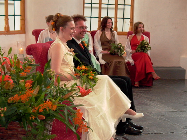 with orange flowers